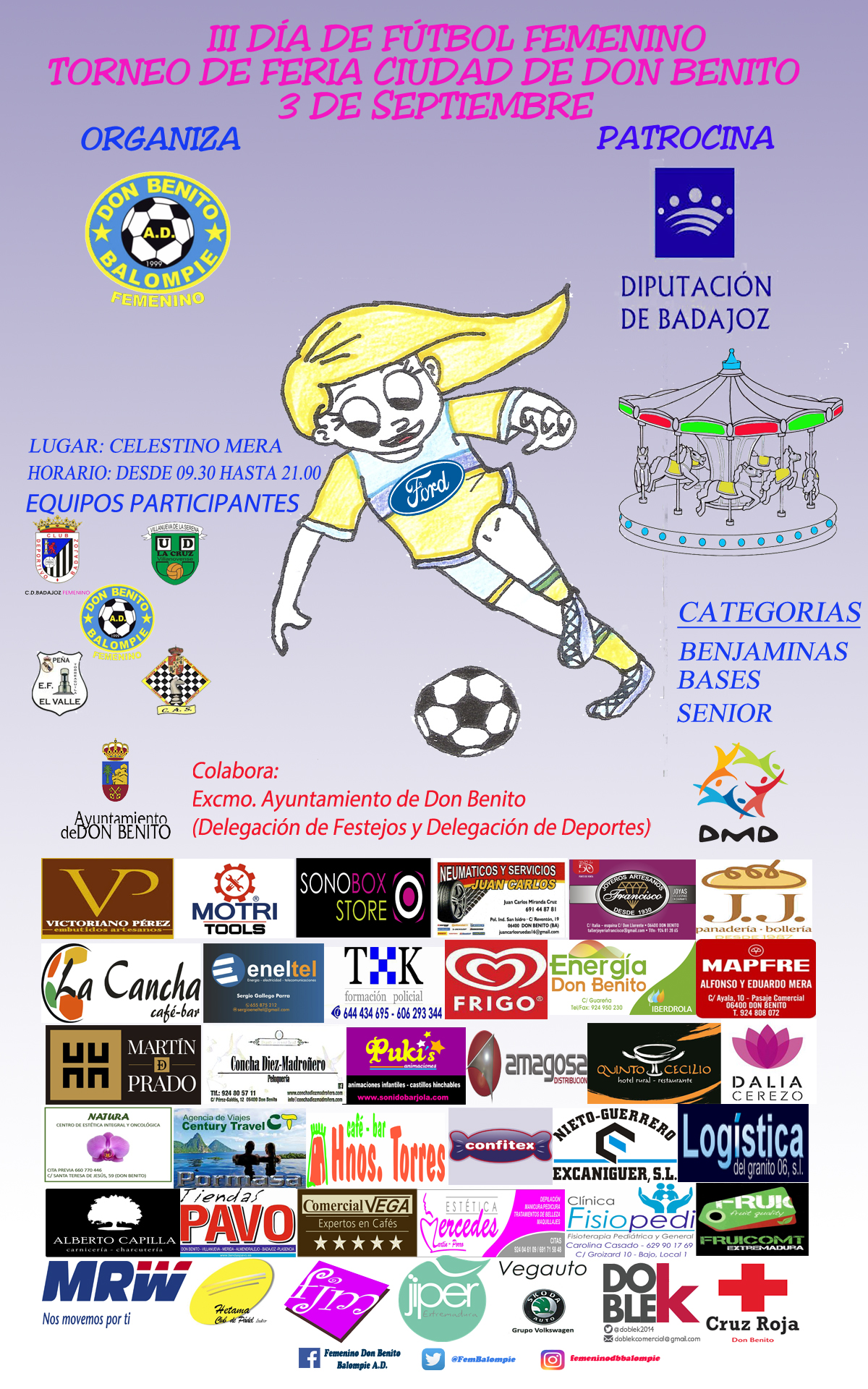 Desde el Femenino Don Benito Balompié A.D. queremos invitarles al III Dia del Fútbol Femenino, y con ello agradeceros vuestra colaboración y apoyo que recibimos