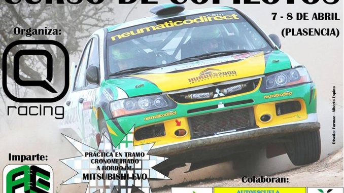 I Curso de Copilotos de Q Racing Extremadura los días 7 y 8 de abril 2018
