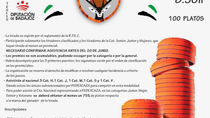 Badajoz acoge el 24 de junio el Campeonato de Extremadura de Recorridos de Caza, clasificatorio para el nacional