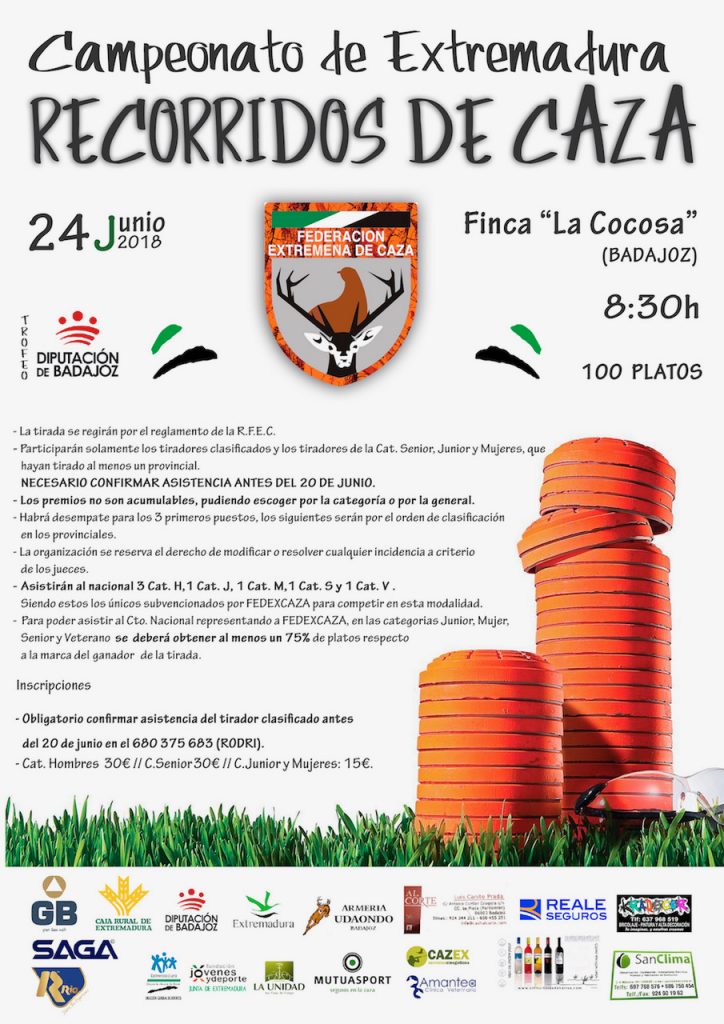 Badajoz acoge el 24 de junio el Campeonato de Extremadura de Recorridos de Caza, clasificatorio para el nacional