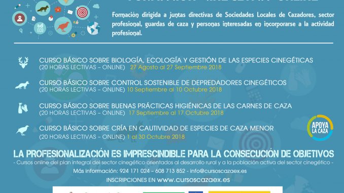 Extremadura lanza por primera vez una oferta de cursos gratuitos orientados a la profesionalización del sector de la caza