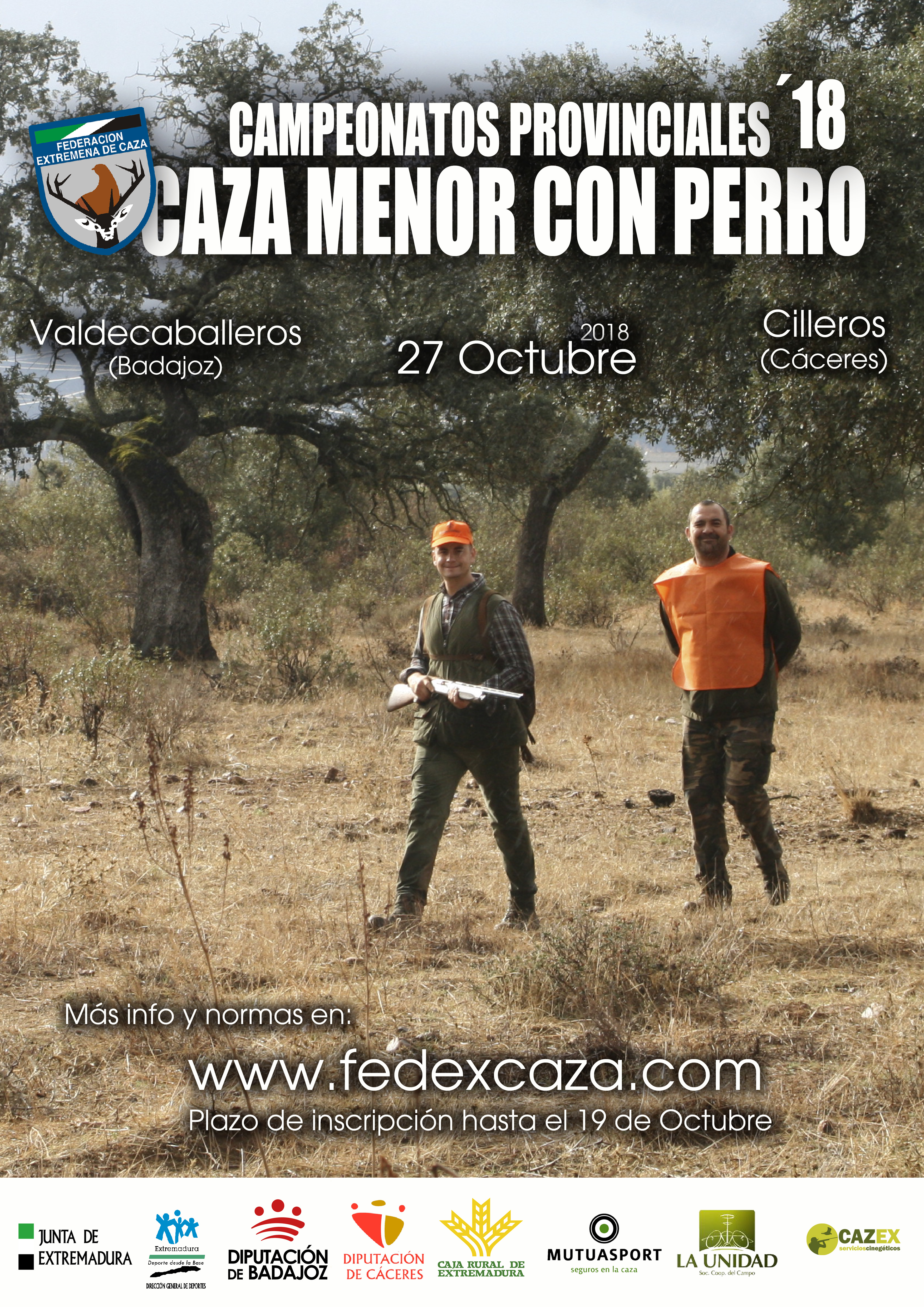 Valdecaballeros y Cilleros serán sede en octubre de los Campeonatos Provinciales de Caza Menor con Perro