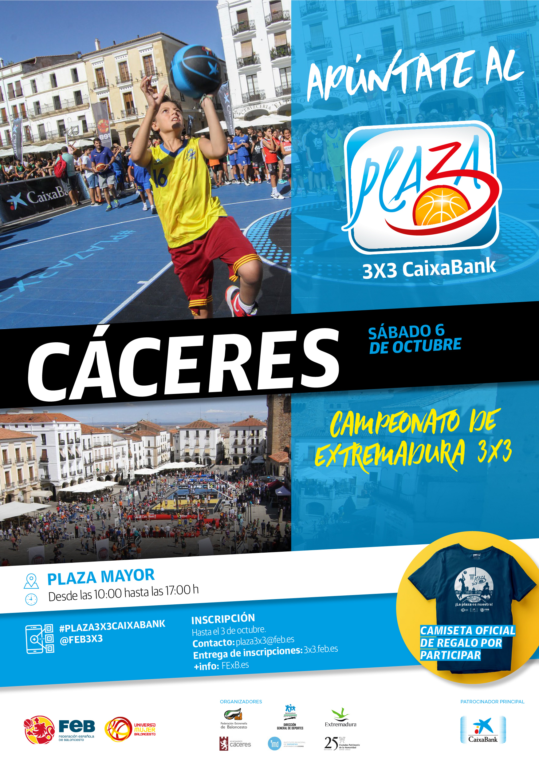 El Plaza 3x3 CaixaBank 2018 llega este sábado a la Plaza Mayor de Cáceres