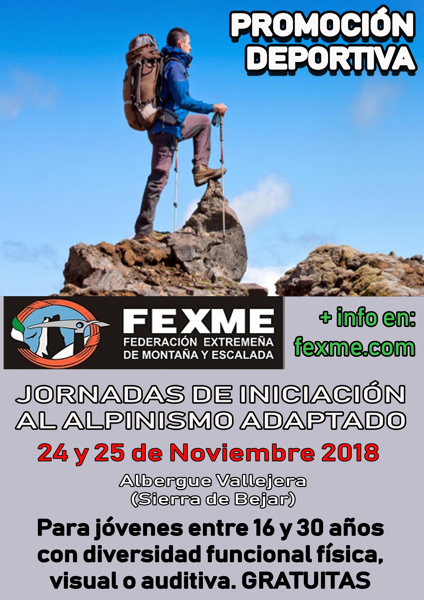Jornadas de Iniciación al Montañismo Adaptado organizadas por FEXME Jornadas de Iniciación al Montañismo Adaptado organizadas por FEXME