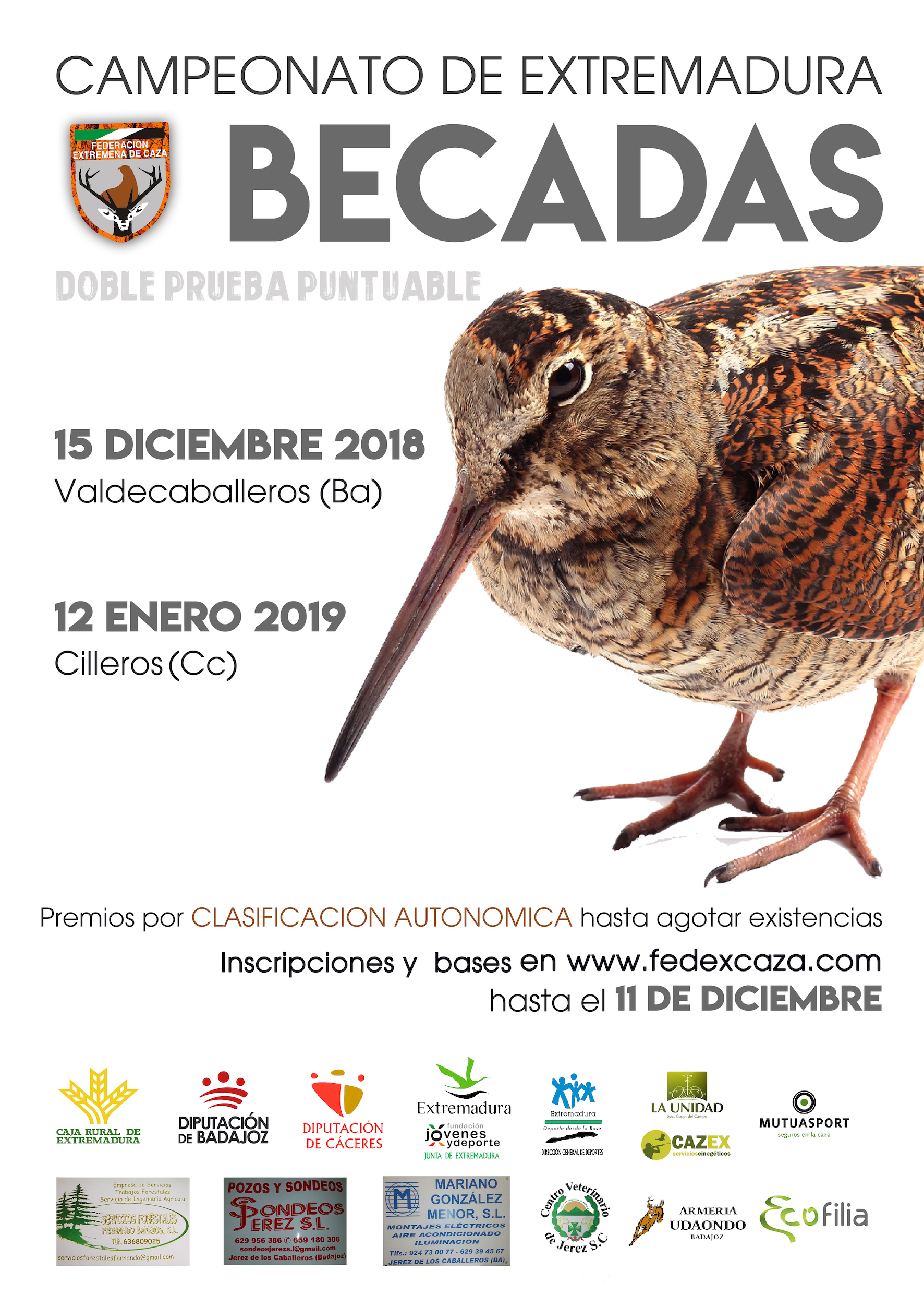 El Campeonato de Extremadura de Becadas se celebra con una doble prueba puntuable en Valdecaballeros y Cilleros
