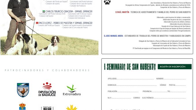 Quintana de la Serena acoge el 26 y 27 de enero el I Seminario San Huberto para los niveles iniciación y concursante