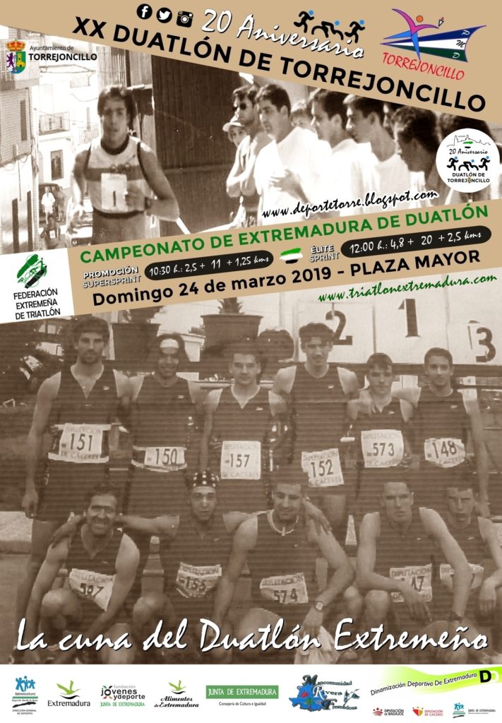 El Duatlón de Torrejoncillo cumple 20 años este Domingo 24 de Marzo siendo Campeonato de Extremadura 2019 El Duatlón de Torrejoncillo cumple 20 años este Domingo 24 de Marzo siendo Campeonato de Extremadura 2019