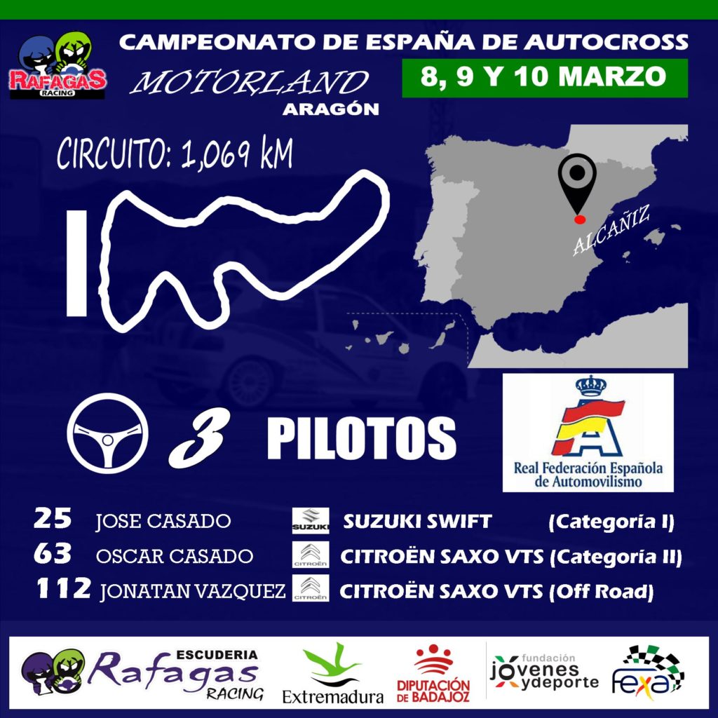 La Escudería Ráfagas Racing arranca en el Campeonato de España de Auto Cross de MotorLand Aragón