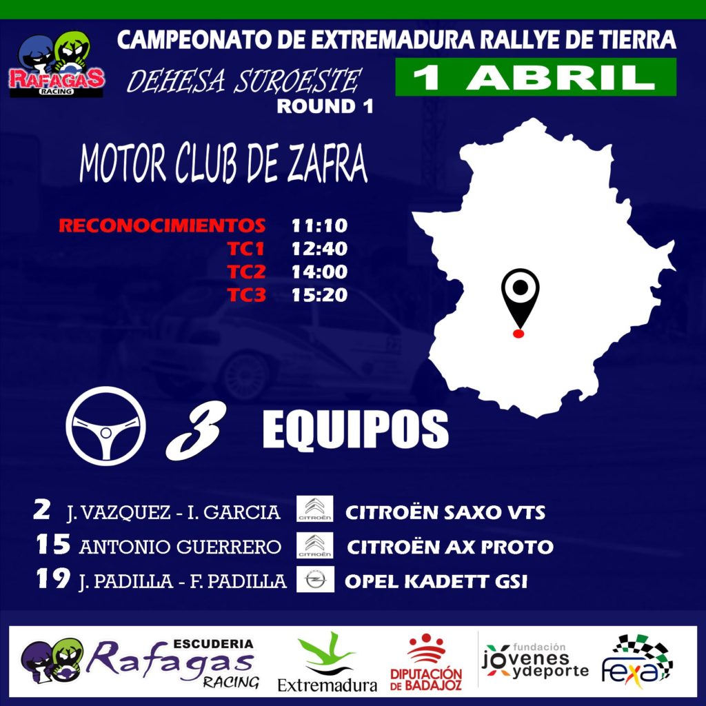 Comienza el Campeonato de Extremadura de Rallyes de Tierra para la Escudería Ráfagas Racing