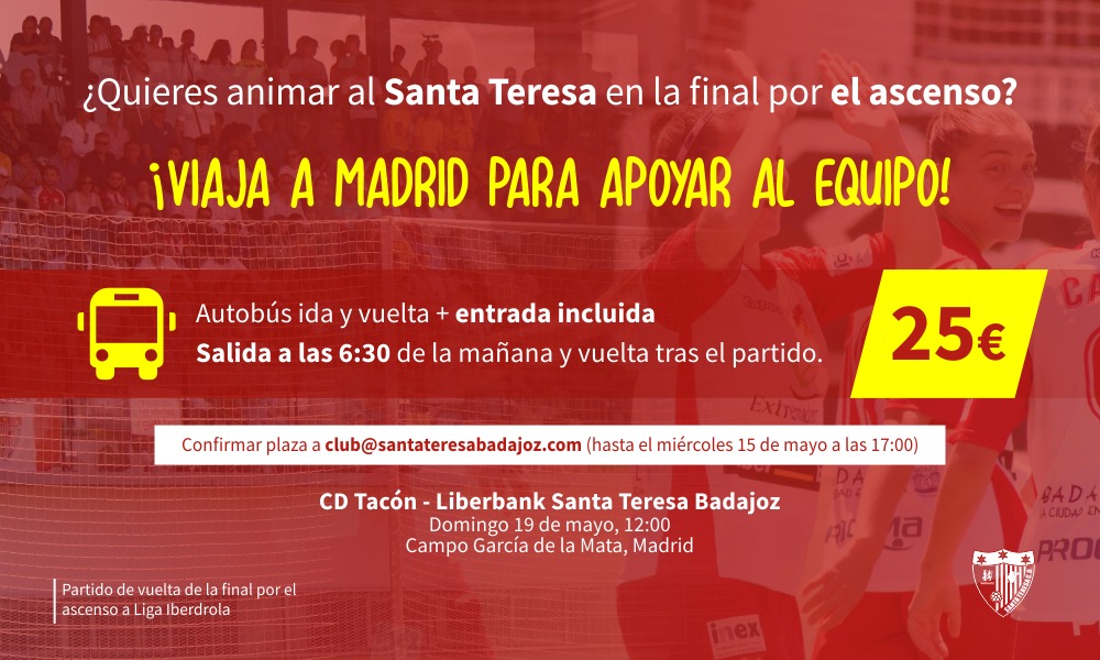 Viaje a Madrid para la afición del Santa Teresa de cara a la final por el ascenso