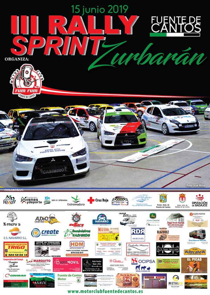 El regional de asfalto cumple su cuarta cita con el Rallysprint Zurbarán- Fuente de Cantos
