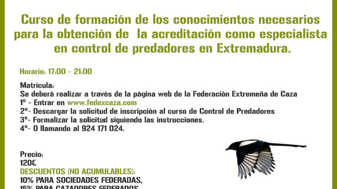 FEDEXCAZA impartirá un nuevo curso de especialista en control de predadores en septiembre en FECIEX 2019