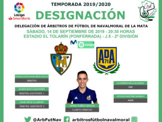 Jayro Muñoz García debutará en 2ª División como cuarto árbitro en el SD Ponferradina VS AD Alcorcón