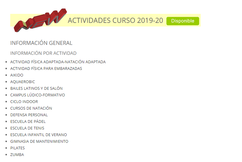 Programa General de Actividades Físico-Deportivas diseñado para el Curso 2019-2020 en el Campus de Cáceres
