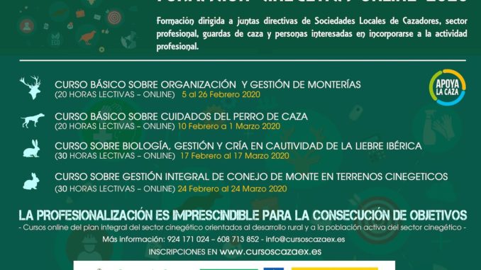 La Junta lanza la segunda edición del proyecto de Formación Cinegética Online, que oferta cuatro cursos gratuitos