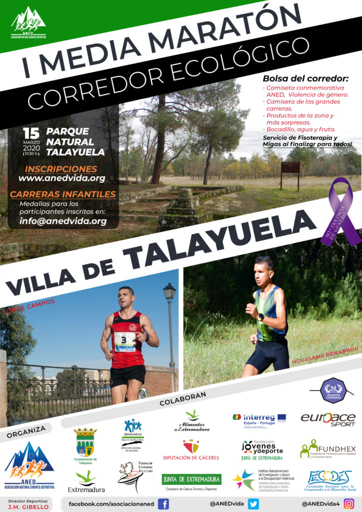 La Asociación Natura Europea Deportiva (ANED) ha presentado la ‘I Media Maratón corredor ecológico Villa de Talayuela’ que se celebrará el sábado, día 15 de marzo, en Talayuela y que ya cuenta con más de un centenar de corredores de Extremadura, Castilla-La Mancha, Madrid y Castila y León, entre otras regiones. La presidenta de la asociación, Beatriz Cartas, explicó que era la primera actividad que organizaba ANED y al desarrollarse tan cerca del Día Internacional de la Mujer, que se celebra el día 8 de marzo, uno de los objetivos de la carrera era apoyar la lucha contra la violencia de género. “Vamos a repartir una gorra entre los participantes con el lema ‘Stop violencia de género’, así como una pulsera con el slogan…. “. Otro de los objetivos fundacionales de ANED es el apoyo a las personas con discapacidad, “por ello también contaremos con voluntarios de la Asociación de Personas con Discapacidad de las Villuercas (ASDIVI) y de la Fundación de Hermanos para la Igualdad y la Inclusión Social (FUNDHEX), que se encargarán de repartir el avituallamiento y participarán en la entrega de trofeos y organización del evento deportivo”, explicó la presidenta de ANED. Durante el evento deportivo se realizarán diversas actividades como carreras infantiles para los más pequeños y animación infantil. Esta primera actividad deportiva organizada por ANED es posible gracias a la colaboración de las empresas y colaboradores de Talayuela y de la zona, además cuenta con el apoyo del Ayuntamiento de Talayuela, la Federación Extremeña de Atletismo y la Junta de Extremadura. Por su parte, el concejal de Deportes, Cultura y Asociaciones del Ayuntamiento de Talayuela, Francisco González, agradeció a ANED la organización de este evento deportivo en el corredor ecológico de Talayuela porque “servirá como acicate para conseguir visibilidad de la zona”. En este sentido, señaló que, a su juicio, este evento podría iniciar la organización de otro tipo de actividades deportivas porque “tenemos un entorno envidiable e instalaciones para desarrollar cualquier actividad que nos propongamos”. El director de Promoción Deportiva de la Consejería de Cultura, Turismo y Deporte de la Junta de Extremadura, Juan Pedro Monzú destacó la relevancia de este evento al enmarcarse dentro del circuito de Grandes Carreras 2020 que coordina la Dirección General de Deportes de la Junta de Extremadura junto con la Federación Extremeña de Atletismo. Así, recordó que este año el circuito cuenta con dieciocho pruebas con una estimación de participación de más de diez mil quinientas personas y en torno a unos veinte mil espectadores en todas las carreras.