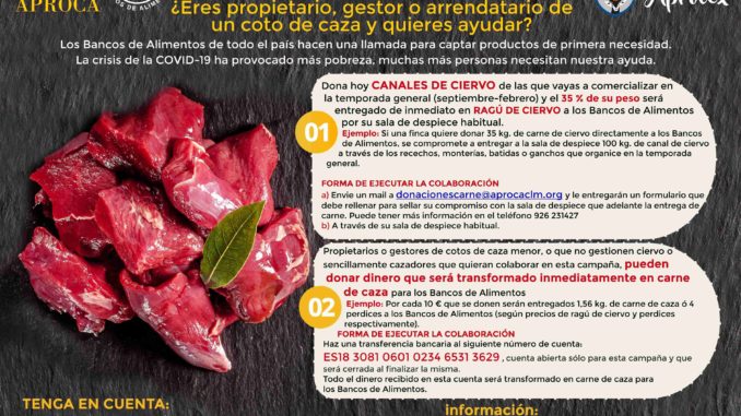FEDEXCAZA y APROCEX se suman a la campaña de APROCA para donar carne de caza a los Bancos de Alimentos