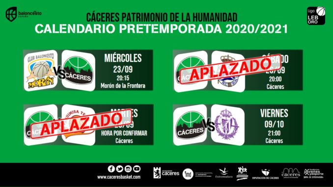 Suspendidos los encuentros amistosos de pretemporada programados del 26 y 29 de septiembre