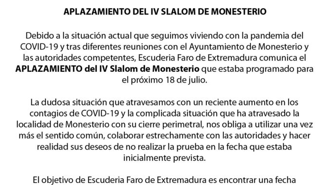 Comunicado Aplazamiento